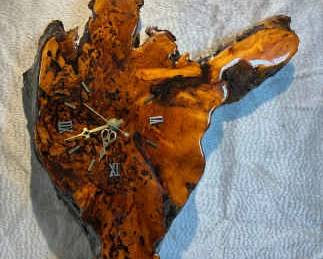 Live Edge Burl Wood Clock