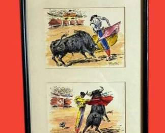 Artist Pilstor Signed Original Matador Drawings