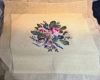 Six Floral Theme Needlepoint Chair Covers