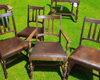 Six Vintage Wood Chairs For Restoration