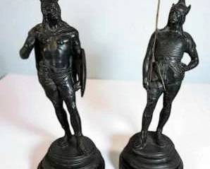 Emile Guillemin Spelter Figures Saxon And Gaul Warriors