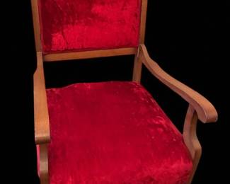 Victorian Eastlake Arm Chair With Red Velvet