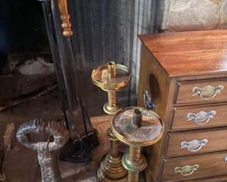 andirons large fr cathedral candlesticks