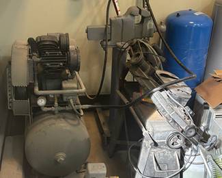 Air Compressor, Vise, and Bandsaw