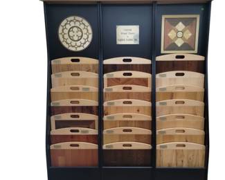 Three Part Wood Display w/ Wood Samples- Misc. Species of Wood & Design