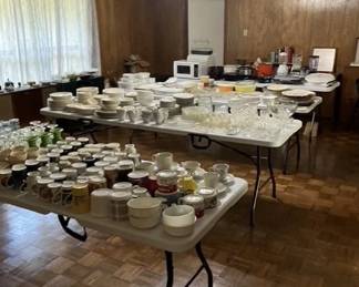 Coffee Cups, Mugs, Saucers, Bowls, assorted containers