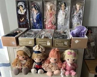 Chest Of Drawers, Collector Dolls, & Precious Moment Rag Dolls