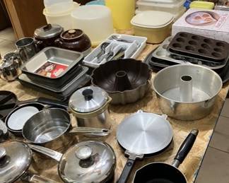 Pots, Pans,  Tupper Ware