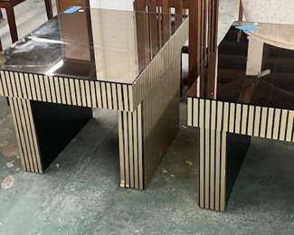 10Gold Smoke Glass Pr End Tables