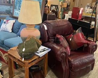 61. Ranch Oak Tables, Leather Chair, Suede Fringe