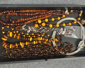 80.  Amber Jewelry Silver Wire Necklaces