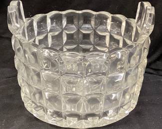 DUNCAN MILLER BLOCK PATTERN GLASS ICE BUCKET, 7inW