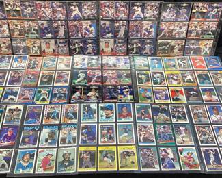 AUTOGRAPHS AND SPORT CARD LOT, MLB, NFL LARGE SPORTS CARD LOT WITH AUTOGRAPHS OF KIRBY HIGBE, HAROLD BAINES, BUD HARRELSON. GREENSBORO FARM TEAM PHOTO OF JOHN MAYBERRY, CARDS OF JOSE CONSECO, WADE BOGGS, YOGI BERRA, MARK MCGWIRE, CAL RIPKEN, DAN MARINO, AND MORE