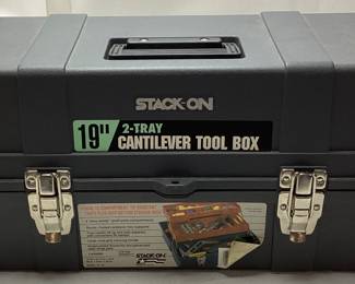 STACK-ON 19in CANTILEVER TOOLBOX w CONTENTS NO SHIPPING PICKUP ONLY