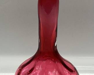 FENTON CRANBERRY THUMBPRINT BARBER BOTTLE, 9in H