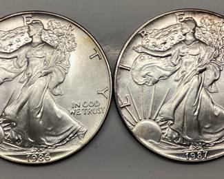  1986, 1987 SILVER AMERICAN EAGLE DOLLAR 1987 SILVER AMERICAN EAGLE DOLLAR