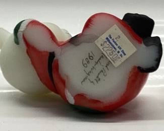  (3) FENTON HAND PAINTED SANTA BEAR FIGURINES, SIGNED S. HOPKINS