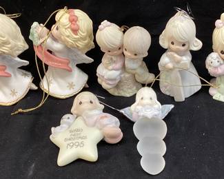 (8) PRECIOUS MOMENTS ORNAMENTS 1 HAS A CHIP ON THE WINGS