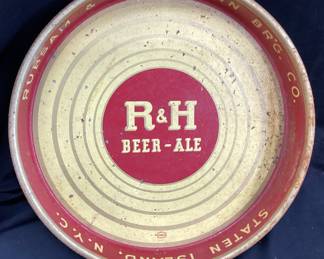 VTG COKE, R&H BEER, GIBBONS BEER MEMORABILIA COKE COLA THERMOMETER (DAMAGED CAPILLARY TUBE), COKE, GIBBONS AND R&H ROUND TRAYS