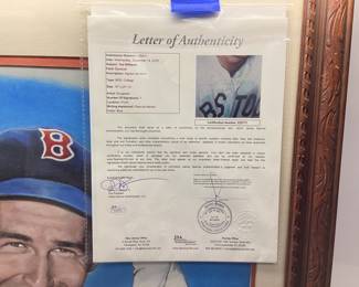 BOSTON RED SOX HALL OF FAMER TED WILLIAMS AUTGRAPHED PRINT WITH COA