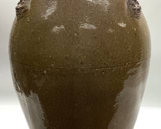 EARLY 20th CENTURY GLAZED ASIAN POTTERY WITH 3 HANNYA FACES. 19.5 INCHES TALL