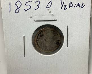 1853-O SEATED LIBERTY HALF DIME 1853 NEW ORLEANS SEATED LIBERTY HALF DIME