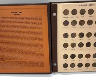 1909-2009 LINCOLN CENT BOOK WITH 1909-S V.D.B. 1909-2009 LINCOLN CENT BOOK WITH 1909-S V.D.B. INCOMPLETE BOOK WITH 175 COINS