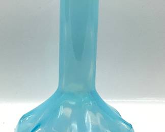FENTON BLUE OPALESCENT BARBER BOTTLE, 8.5in H
