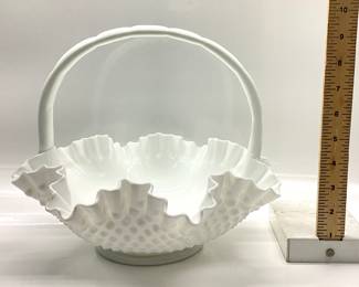 FENTON HOBNAIL MILK GLASS BASKET FENTON HOBNAIL MILK GLASS BASKET