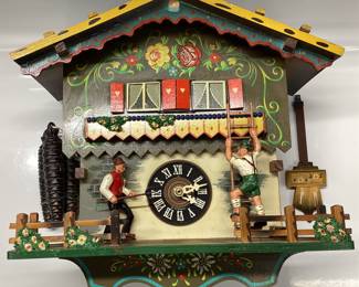 VTG. EMIL SCHMECKENBECHER CUCKOO CLOCK, WEST GERMAN 8 DAY FARMERS WALL CLOCK
