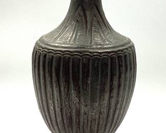 ANTIQUE CHINESE HAND TOOLED TINNED COPPER VASE ANTIQUE CHINESE HAND TOOLED TINNED COPPER VASE 12.5 INCHES TALL