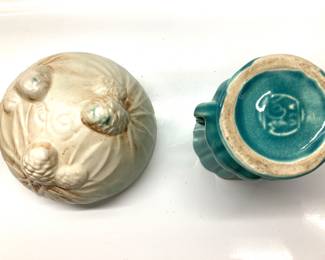 4 PCS LIGHT DAMAGED McCOY POTTERY 4 PCS LIGHT DAMAGED McCOY POTTERY. HAPPY MUGS ARE CHIPPED. BOWL AND VASE HAVE MINOR FRACTURES. SEE PHOTOS.