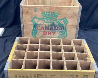 VTG. CANADA DRY WOOD CRATE & DOUBLE COLA WOOD BOTTLE CRATE NO SHIPPING PICKUP ONLY