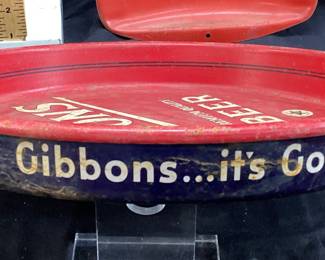 VTG COKE, R&H BEER, GIBBONS BEER MEMORABILIA COKE COLA THERMOMETER (DAMAGED CAPILLARY TUBE), COKE, GIBBONS AND R&H ROUND TRAYS