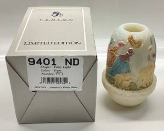 FENTON IVORY BIRTH OF A SAVIOR FAIRY LAMP, #197