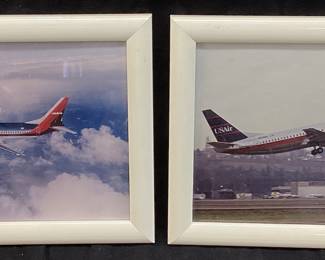 (2) U.S. AIR FRAMED AIRLINER PRINTS, 12in W NO SHIPPING PICKUP ONLY