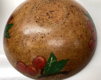 (2) Antique Wooden Bowls, Vtg Signed Basket 1 WOODBURY WOODWORK BOWL 12 INCH DIAMETER, 1 ANTIQUE BOWL MARKED 1936 8 INCH DIAMETER, WOVEN BASKET SIGNED SHARON BLAKE 5/91 13 INCH DIAMETER