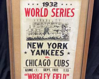1932 WORLD SERIES YANKEES VS CUBS POSTER, FRAMED