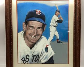 BOSTON RED SOX HALL OF FAMER TED WILLIAMS AUTGRAPHED PRINT WITH COA