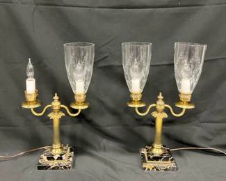 Pair of Brass Candelabra Lamps