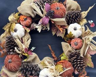 Rustic Farmhouse 21in Fall Decor Wreath