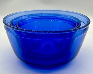 3-Anchor Hocking Cobalt Blue Glass Mixing Bowls