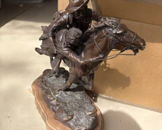 Beautiful Horse and Cowboy Bronze