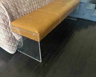 Lucite and Leather Bench