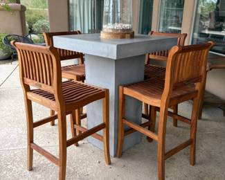 Regal Teak chairs with concrete bar top