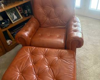 Comfy leather chair with ottoman