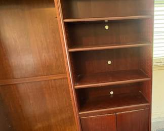 3 tall cherry bookshelves 1 shorter one