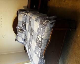 Antique Bedroom Set – Solid Wood

Complete matching set includes bed frame (headboard, footboard, rails), large dresser with mirror, tall chest/cabinet, and nightstands. Solid wood with original hardware, well-kept with light wear. Classic design and plenty of storage.