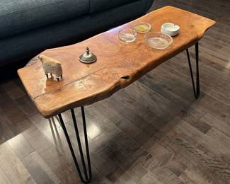 Live Edge Coffee Table with Hairpin Legs