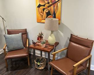 Pair of Wood Frame Chairs with Pads